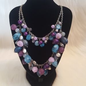 COPY - NY & Co blue/purple 2 strand statement necklace